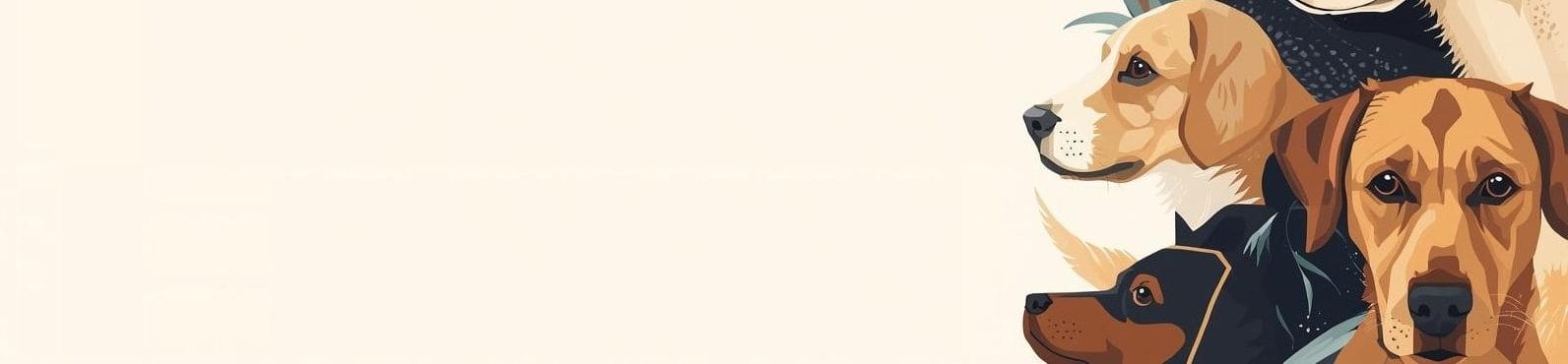 sağ tarafta köpek resimleri içeren 1160 piksel genişliğinde 142 piksel yüksekliğinde bir arka plan