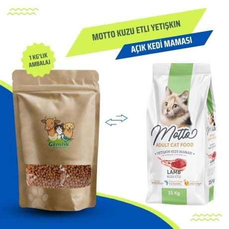 Motto Kuzu Etli Yetişkin Kedi Maması - 1 KG Açık Mama