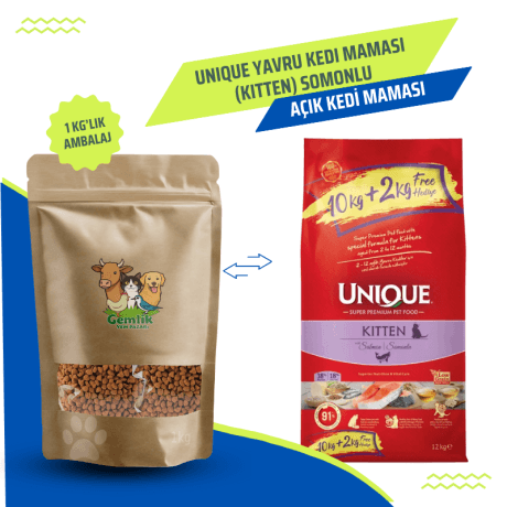 Unique Yavru Kedi Maması (Kitten) Somonlu  - 1 KG Açık Mama