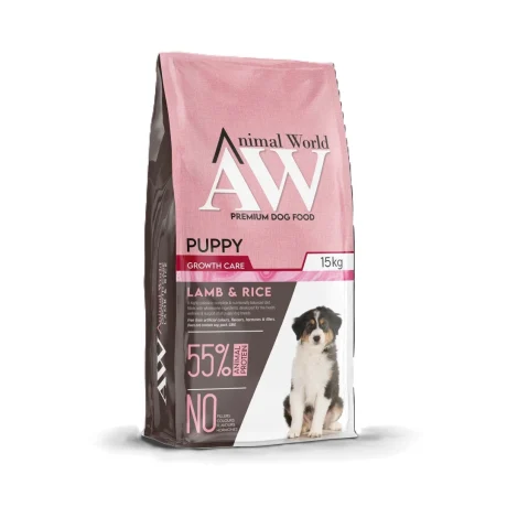 Animal World Kuzu Etli Pirinçli Yavru Köpek Maması 15 kg
