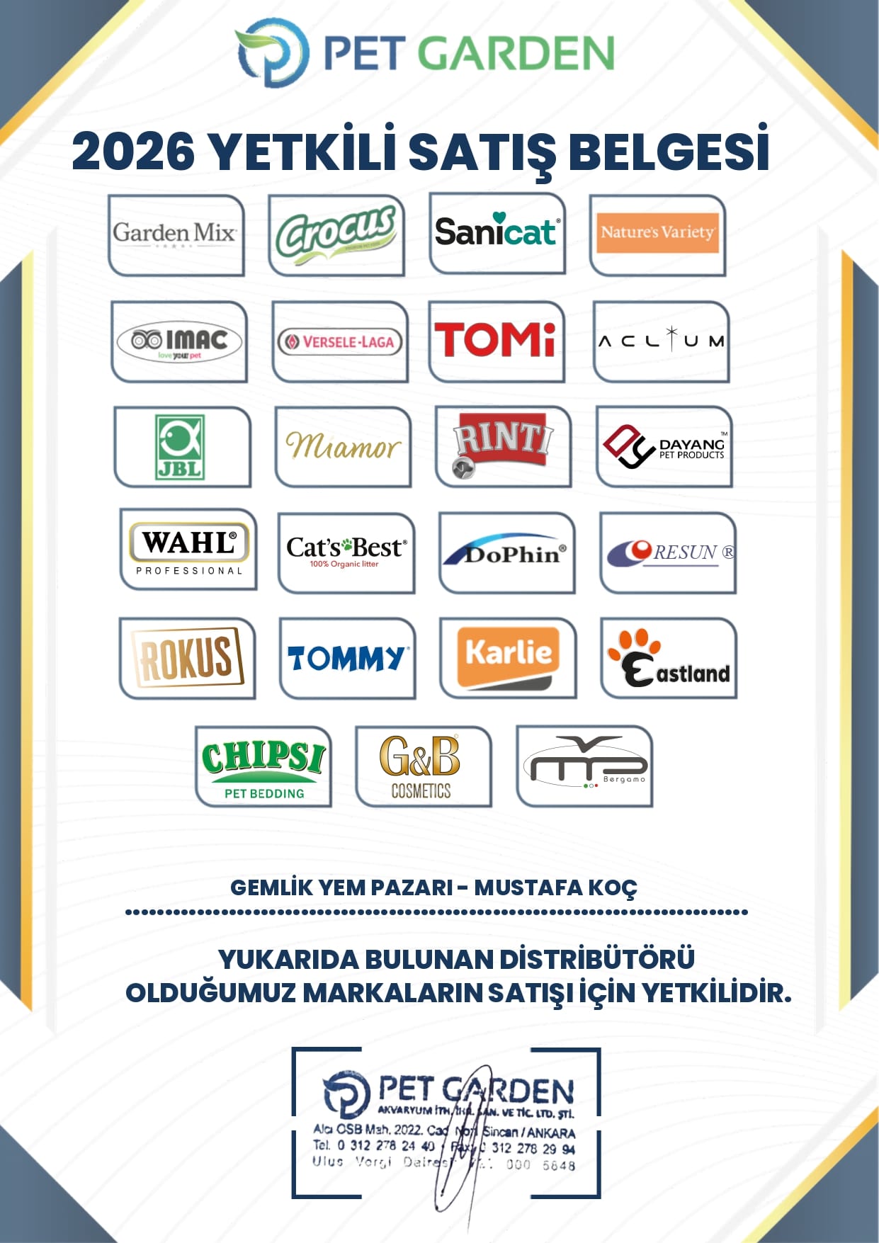 Yetkili Satıcı Belgesi
