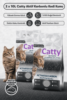 Catty Aktif Karbonlu Bentonit Kedi Kumu 10 Lt X 2 Adet